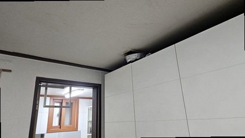 성동구 누수탐지 욕실 바닥과 천장 누수 흔적을 점검하는 현장